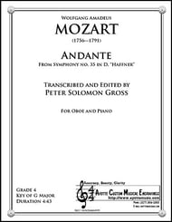 Symphony No. 35, Haffnner K. 385 - Andante for Oboe and Piano P.O.D. cover Thumbnail